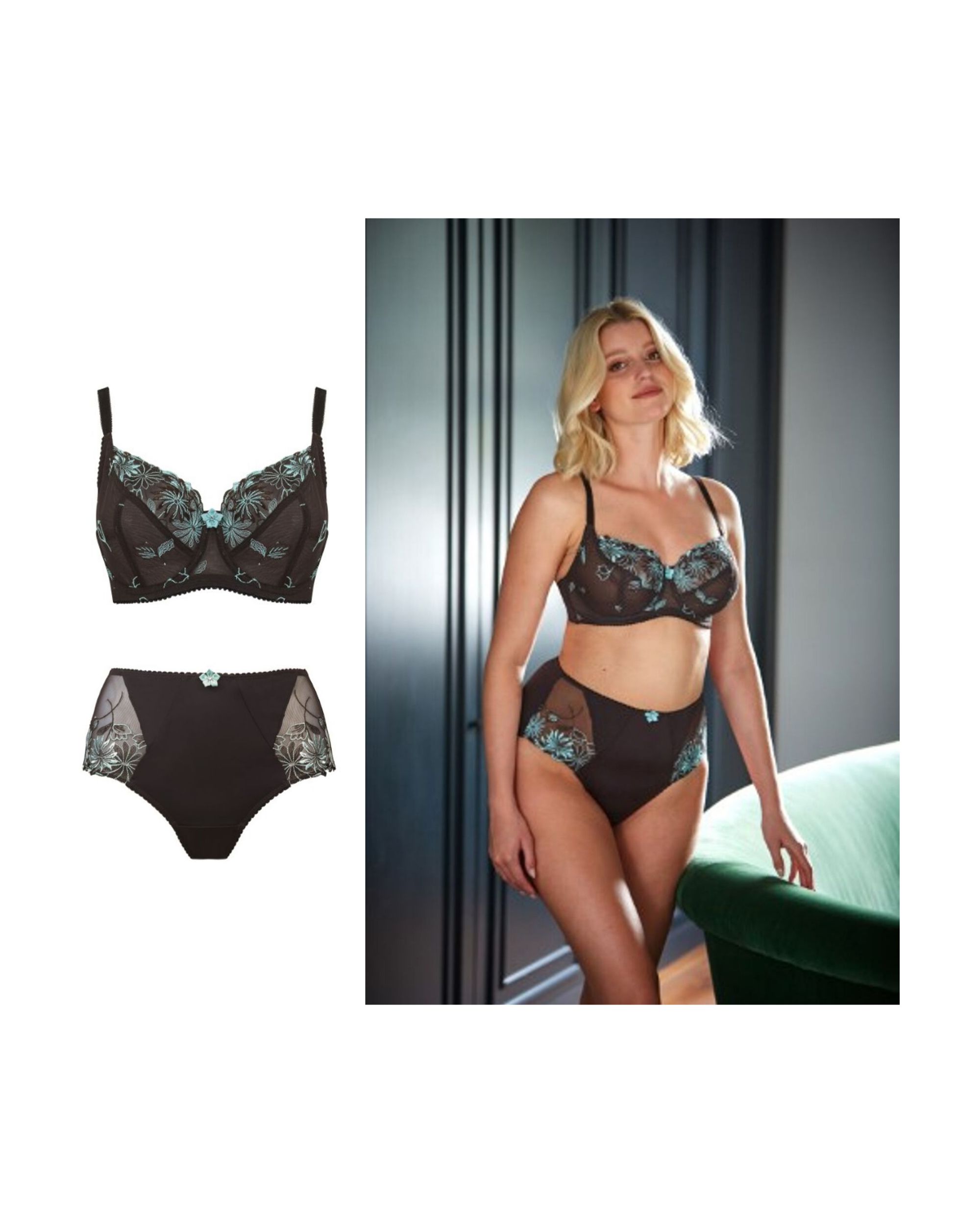 Pour Moi Madison Spearmint Underwired Non Padded Bra or Brazilian Brief