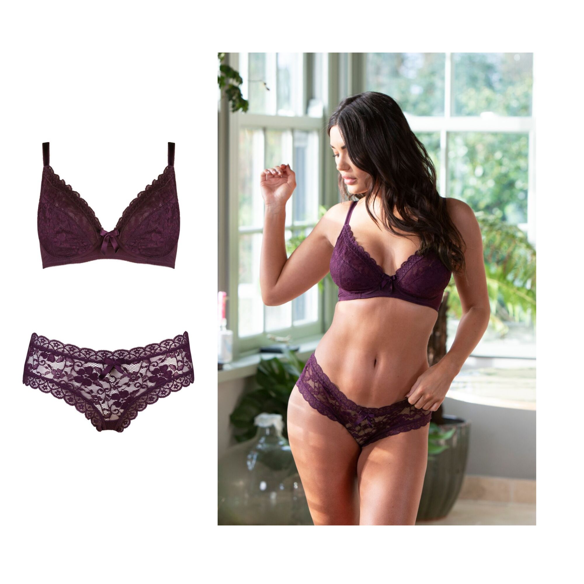 maroon mesh panel bra & panty set