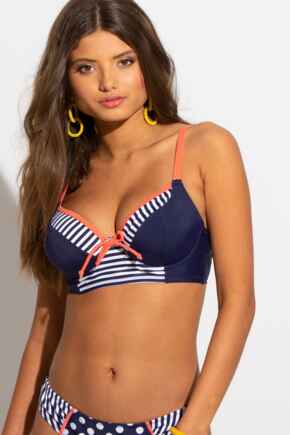 Sea Breeze Longline Underwired Top - Navy/Coral