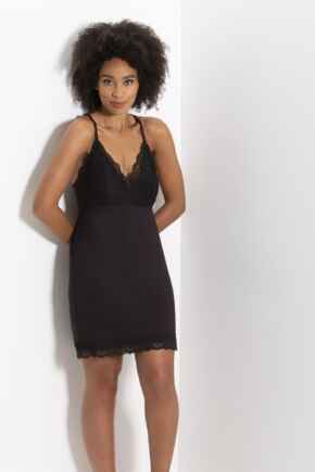 Sofa Loves Lace Removable Cup Jersey Chemise - Black