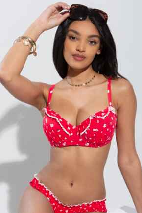 Sunset Beach Lightly Padded Underwired Top - Red/White