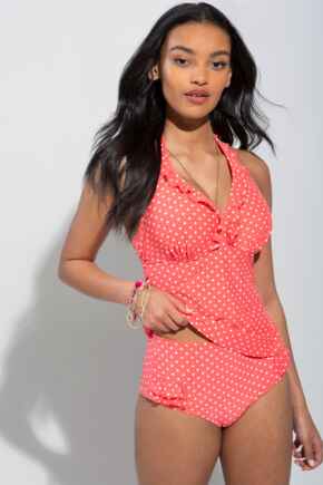 Hot Spots Underwired Tankini Top - Coral