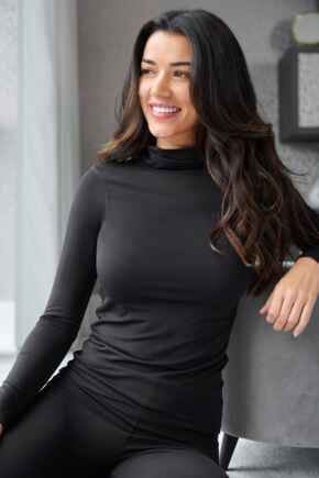 Second Skin Thermal Roll Neck Top - Black