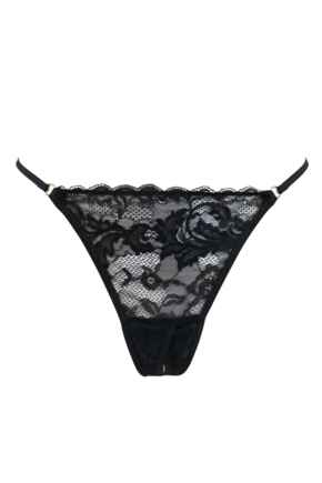 For Your Eyes Only Crotchless Thong - Black