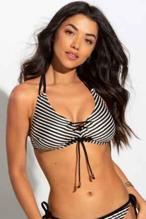 Radiance Removable Padded Halter Non Wired Top - Black/White/Gold