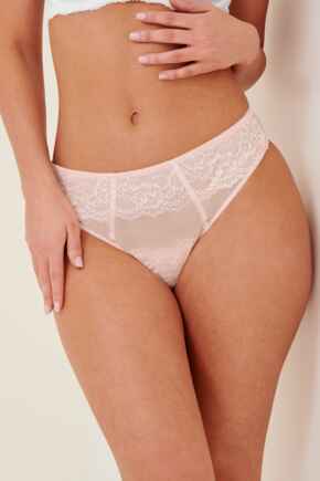 Mesh and Lace Thong - Soft Pink