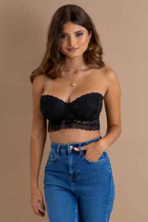 Rebel Lightly Padded Multiway Strapless Longline Bra - Black