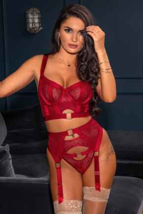 India Embroidery Suspender - Red