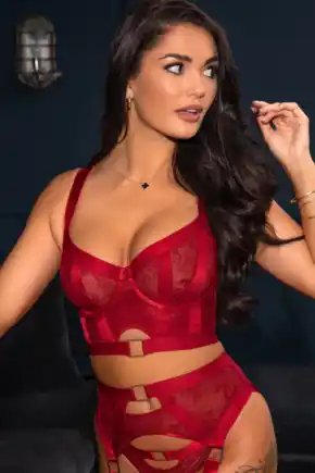 India Embroidery Underwired Bustier - Red