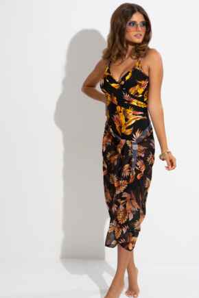 Recycled Luxe Chiffon Sarong Skirt - Black/Gold