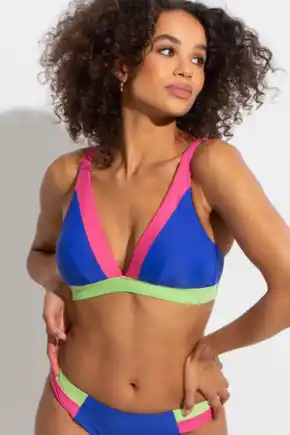 Palm Springs Colour Block Non-Wired Top - Ultramarine/Pink/Citrus