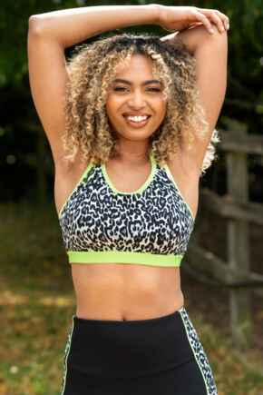 Energy Strive Non Wired Non Padded Lined Full Cup  - Leopard/Lime
