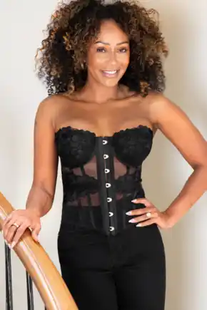 India Bold Embroidery Lightly Padded Basque - Black