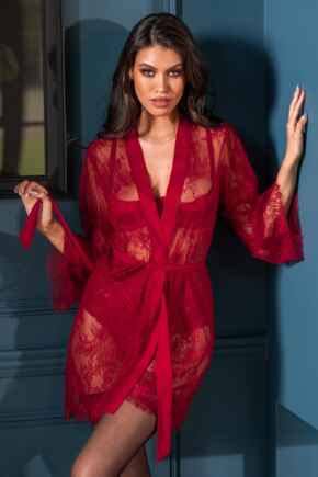 For Your Eyes Only Lace Gown - Red