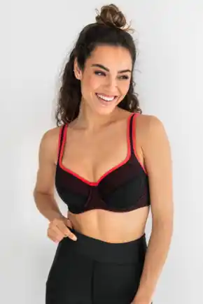 Energy Reach Underwired Lightly Padded Sports Bra - Black/Coral