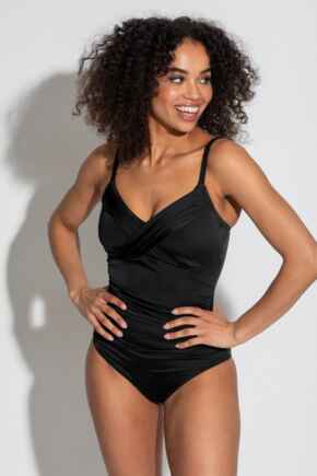 Cuba Ruched Tummy Control Swimsuit - Black