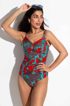 Cannes Ruched Tummy Control Swimsuit - Red
