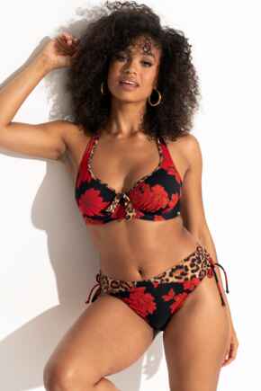 St Lucia Halter Underwired Non-Padded Bikini Top - Rose/Leopard