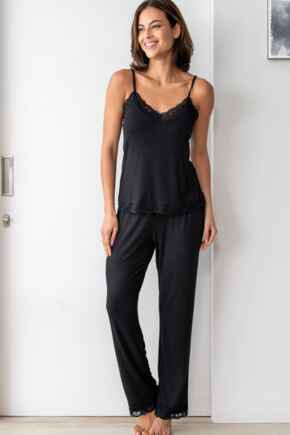 Sofa Loves Lace Soft Jersey Trouser - Black