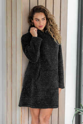 Metallic Cosy Fleece Oversized Lounge Hoodie - Black