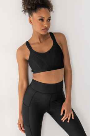 Energy Strive Non Wired Non Padded Lined Full Cup Sports Bra - Black