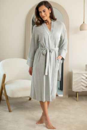 Waffle Loungewear Gown - Grey Marl