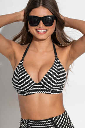 Sun City Crochet Underwired Non Padded Bikini Top - Black/White
