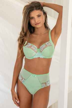 Sofia Emb Lace Embroidered Deep Brief - Pistachio/Blue