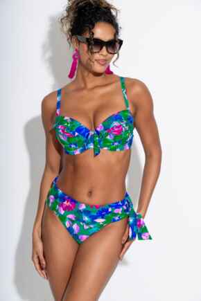 Getaway Foldover Tie Bikini Brief - Green Floral