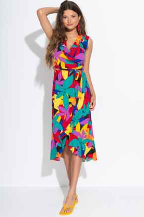LENZING™ ECOVERO™ Viscose Midaxi Wrap Beach Dress - Multi