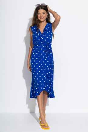 LENZING™ ECOVERO™ Viscose Midaxi Wrap Beach Dress - Blue/White