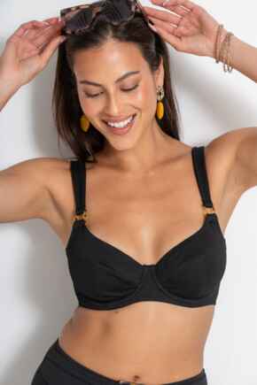 Hawaii Underwired Non Padded Bikini Top  - Black