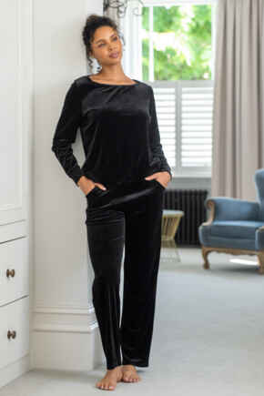 Velour Lounge Pyjama Set - Black