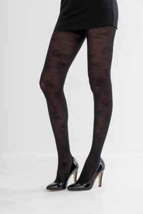 Floral Lace Tights - Black