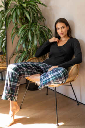 Cosy Check Brushed Cotton Trouser - Forest/Black