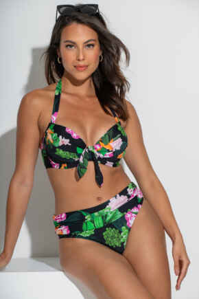Palermo Fold Over Bikini Brief - Black/Green/Pink