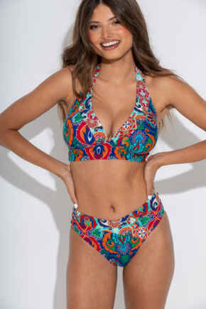 Venice Beach V-Shape High Leg Bikini Brief - Navy/Aqua