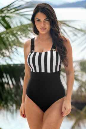 Petite Palm Springs Colour Block Tummy Control Swimsuit - Black/White