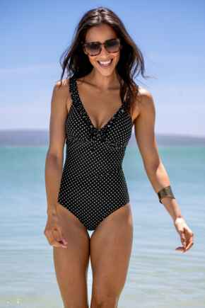 Sicily Frill Tummy Control Swimsuit - Black/White