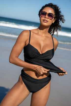 Free Spirit Underwired Lightly Padded Tankini Top - Black