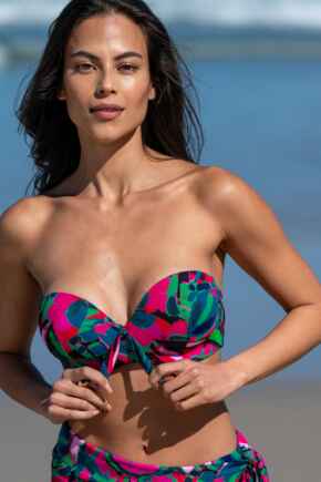 Heatwave Strapless Lightly Padded Bikini Top - Black Multi
