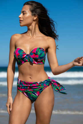 Heatwave Fold Over Tie Bikini Brief - Black Multi