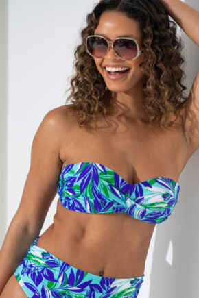 Santa Monica Non Wired Strapless Bandeau Top  - Aqua Palm