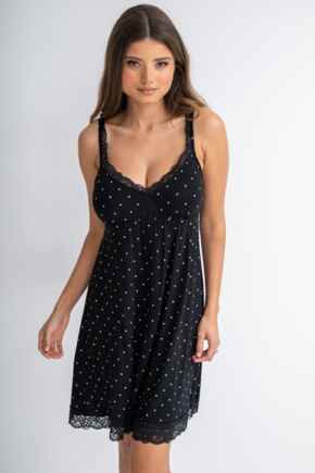 Sofa Loves Lace Removable Cup Chemise - Black/White Spot