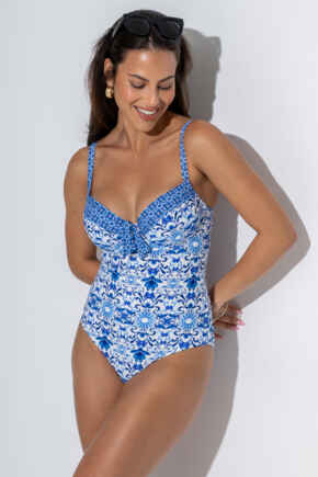 St Lucia Padded Underwired Swimsuit - White/Blue
