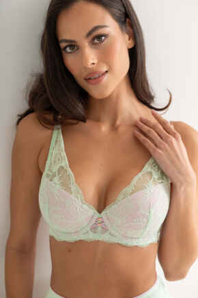 Atelier Lace High Apex Lightly Padded Underwired Bra - Pistachio/Pink
