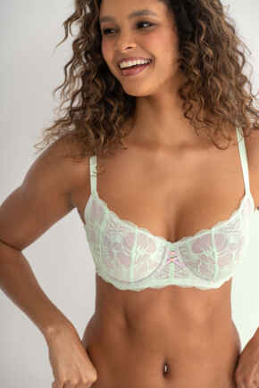 Atelier Lace Non-Padded Underwired Balcony Bra B-G - Pistachio/Pink