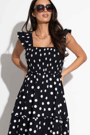 Lucy Cotton Poplin Tiered Maxi Dress - Black/White