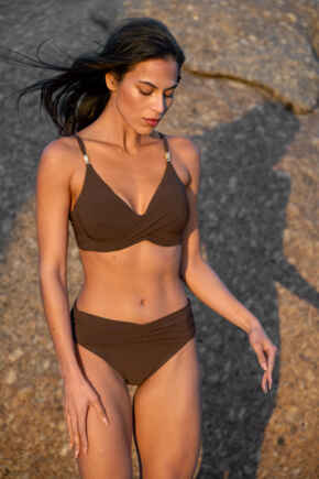 Tulum Luxe Matte Fold Over Brief  - Chocolate