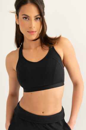 Energy Strive Non-Wired Non-Padded Lined Full Cup Sports Bra - Black